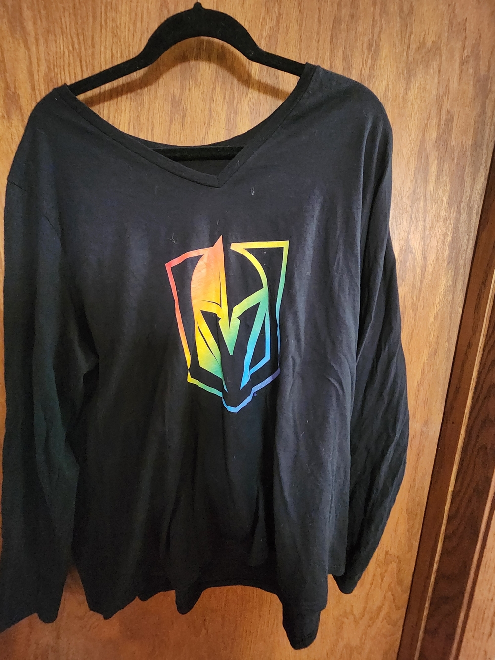 Fanatics Black Long Sleeve Tee with Rainbow Helmet Logo